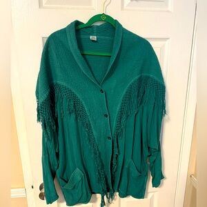 Teal fringe top. Fun and fancy.